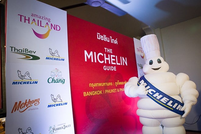 The Michelin Tyre Man at the press conference to announce Michelin Guide Bangkok Phuket and Phang Nga 2019